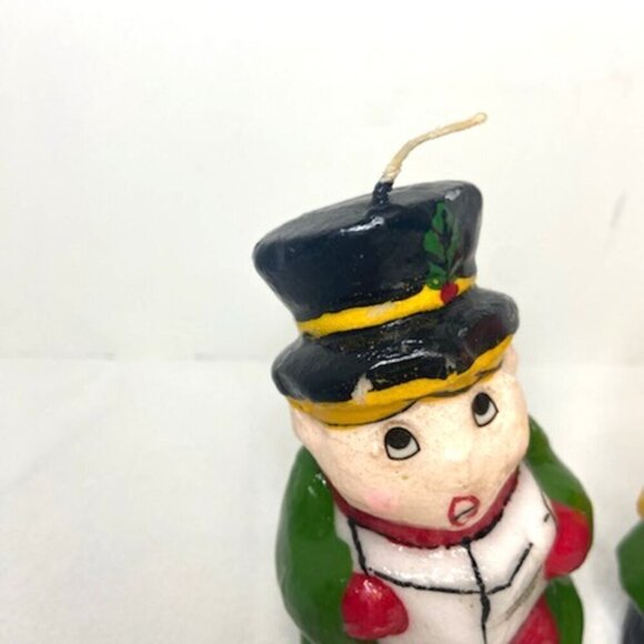 Vintage Interpur Christmas Caroler Candles Pair Retro Classic Holiday Decor 5" H - Picture 2 of 9